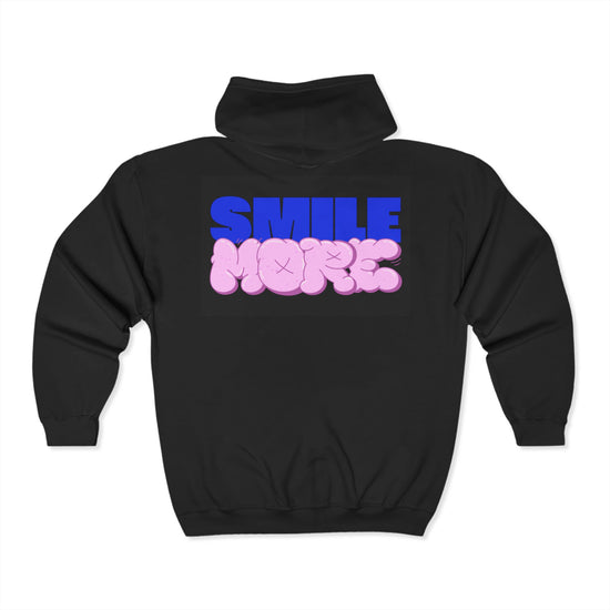 Smile More Zip Hoodie | Unisex Thick Sweater, Casual Hoodie, Gift for Her, Self-Care Apparel, Everyday Fashion, Comfortable Outerwear
