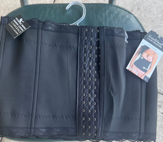 Black Waist Trainer with Lace Trim